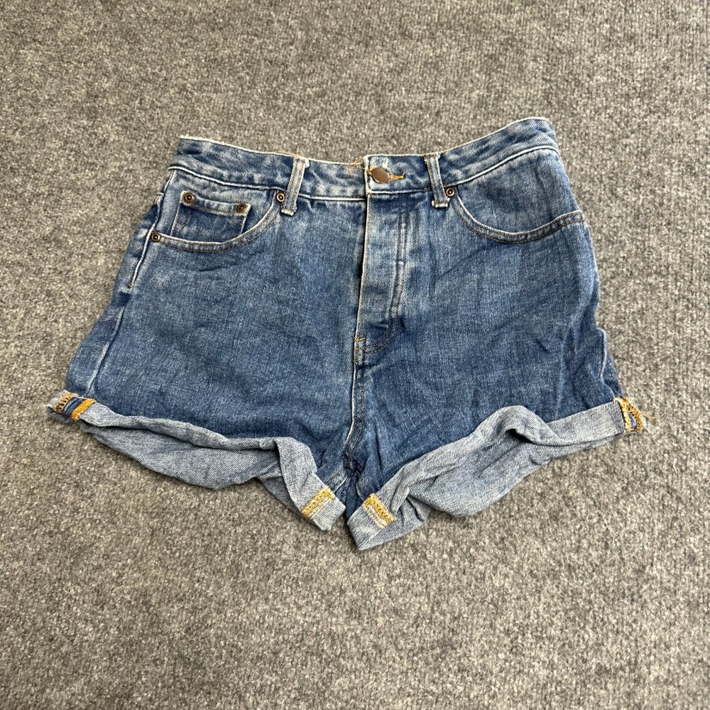 Forever 21 Shorts Womens Size 27 Blue Denim High Waisted Cuffed Viscose Blend